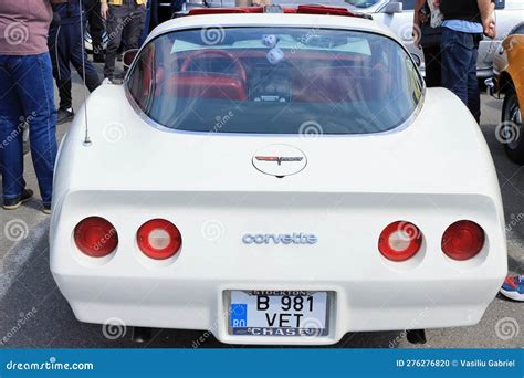 Back View Vintage Chevrolet Corvette White Car Editorial Image - Image ...