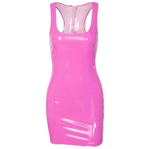 Pink PVC Bodycon Mini Dress Perfect For Barbie Depop