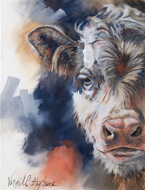 Half Calf By Virgil Stephens Western Artist Original Oil Painting