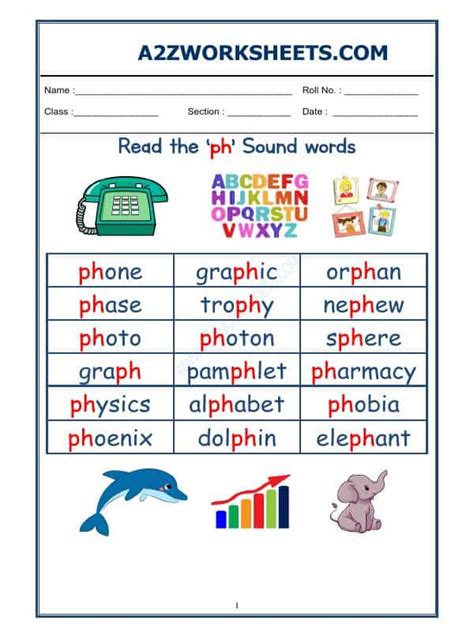 A2zworksheets Worksheet Of English Phonics Sounds Ph Sound Words Reading English