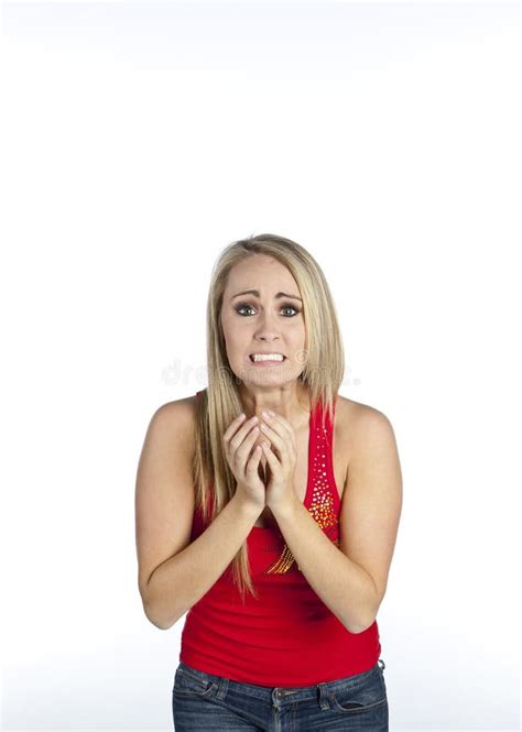 Lovely Blonde Model In A Towel After Taking A Shower Poses In A Studio Environment Stock Photo