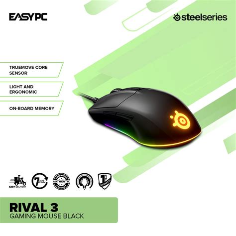 Steelseries Rival 3 62513 Gaming Mouse Black Easypc