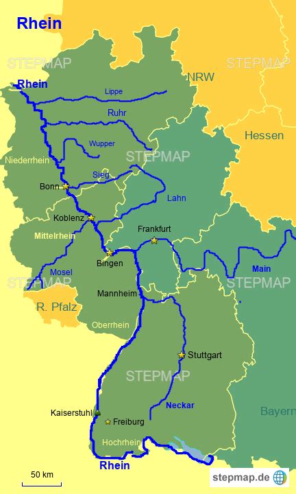 Stepmap Fluss Rhein Landkarte Für Deutschland