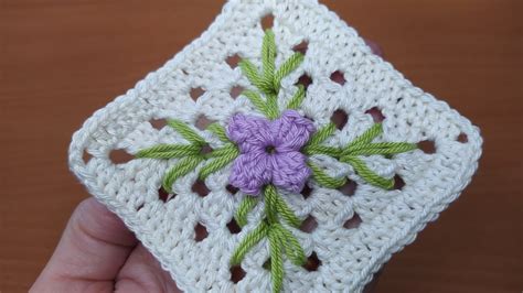 Mattonella Granny Con Fiore Uncinetto Tutorial Granny Square