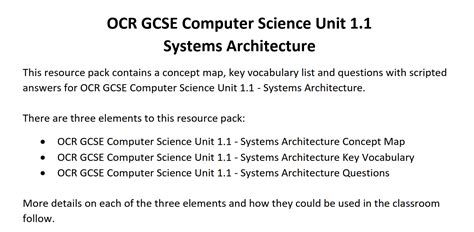 OCR GCSE Computer Science Unit Systems Architecture Questions With