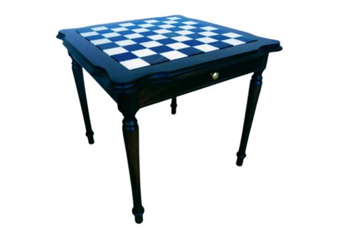 Table D Echecs En Bois Laqu Noir Avec Plateau En Marbre Et Double