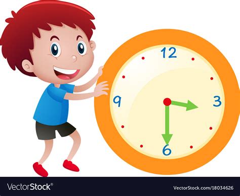 Boy And Yellow Clock Royalty Free Vector Image