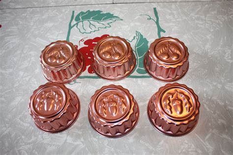 Vintage Baking Molds Mix And Match Cherry And Acorn Designs Copper