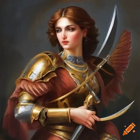 Artwork Of A Powerful Female Archangel With Sword And Wings On Craiyon