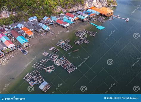 Aerial View of Ko Panyi or Koh Panyee Muslim Fishing Village in Phang ...