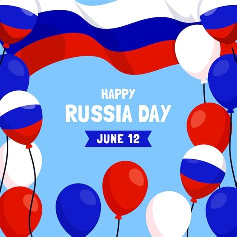 Free Vector Flat Russia Day Background With Balloons