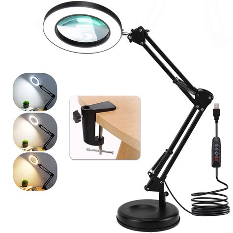 8x Magnifying Glass With Light And Stand 2 In 1 Real Glass Magnifying Desk Lamp And Clamp 3