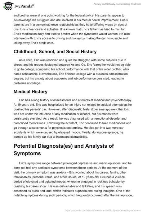 Anxiety And Difficulty Concentrating Treatment 1947 Words