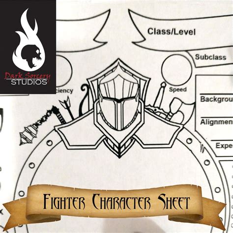 Illustrated Fighter Character Sheet for Dungeons & Dragons 5e - Etsy