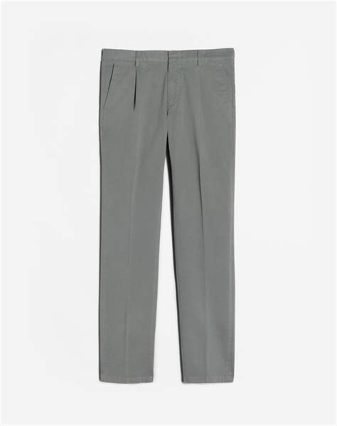 Men S SOFT GREY COTTON STRETCH GARMENT DYE SINGLE PLEAT CHINO Dunhill