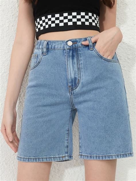 SHEIN Teen Girls Slant Pocket Denim Shorts SHEIN USA