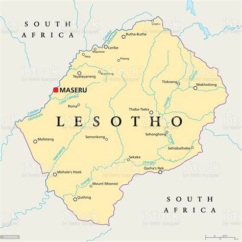 Lesotho Political Map Stok Vektör Sanatı And Harita‘nin Daha Fazla