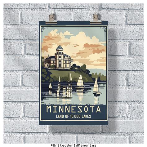 Minnesota Travel Poster, Minnesota Lakes Poster, Minnesota Vintage