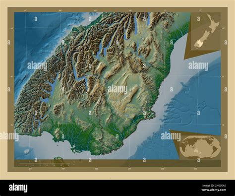 Otago Regional Council Of New Zealand Colored Elevation Map With