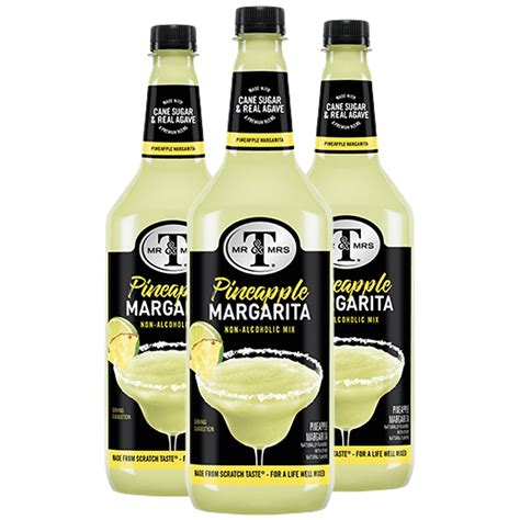 Mr & Mrs Pineapple Margarita Mix, 1L Bottle, 3 Pack – Premium Cocktail