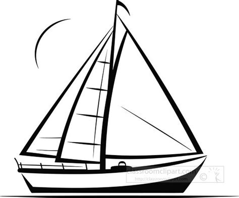 Transportation Outline Clipart-sailboat-2-black-outline