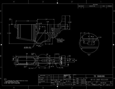 AR 15 Lower Receiver Schematic Drawing