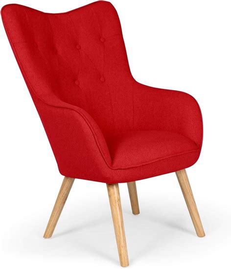 Chaise Fauteuil Scandinave Rouge Capitonn Assise Confortable En