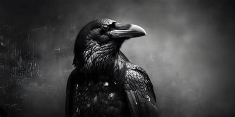 Raven Image Etched in Black and White Artwork Concept Black and White ...