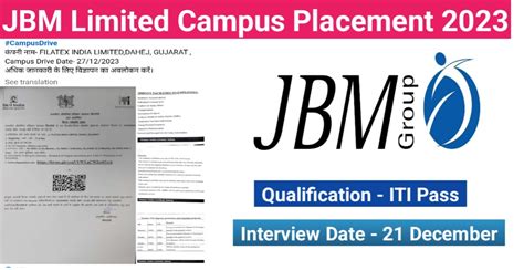 Jbm Limited Campus Placement Jobs In Iti