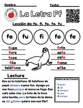 La Letra Ff Fa Fe Fi Fo Fu By La Clase De MsPolanco TPT