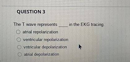 Solved QUESTION 3The T wave represents ﻿in the EKG | Chegg.com