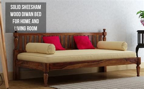 Strata Furniture Solid Sheesham Wood Diwan Bed For Home And Living Room