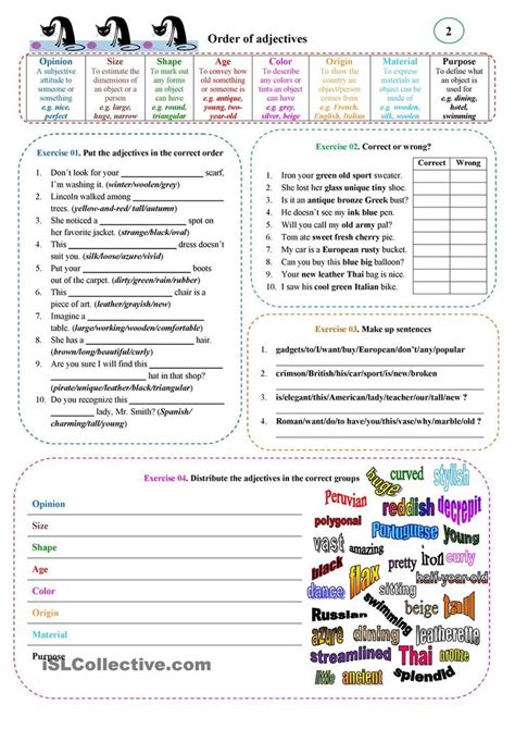 Order Of Adjectives 02 Order Of Adjectives Adjective Worksheet 0 Hot Sex Picture