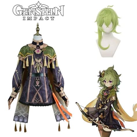 Genshin Impact Collei Cosplay Costume Green Wig Sumeru Avidya Forest