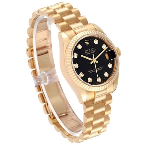 Rolex Datejust President Midsize Yellow Gold Diamond Dial Ladies Watch 178278 For Sale At 1stdibs