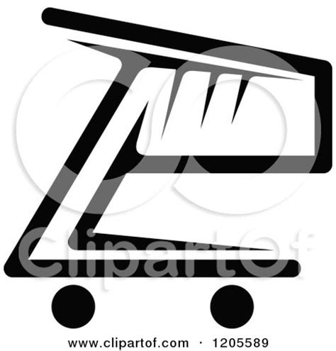 Clipart of a Black and White Shopping Cart Icon 7 - Royalty Free Vector ...