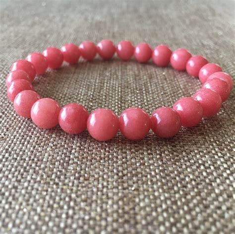 Mm Genuine Morganite Beaded Bracelet Mm Bracelet Pink Etsy