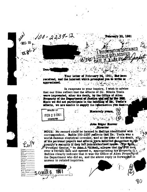 Nikola Tesla FBI Files - Page 80 | Tesla Universe