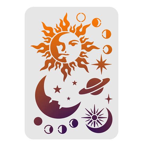 Buy FINGERINSPIRE Moon Sun Planet Stencil Decoration Template 29 7x21cm