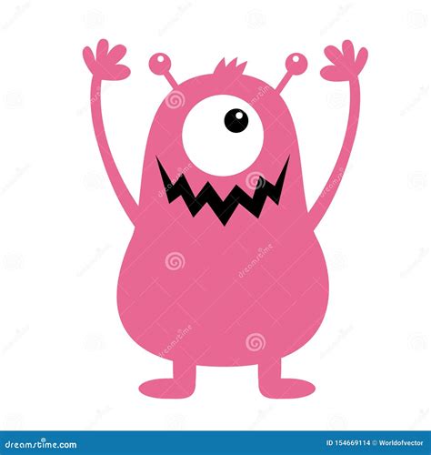 Monster Pink Silhouette. Cute Cartoon Kawaii Scary Funny Character ...