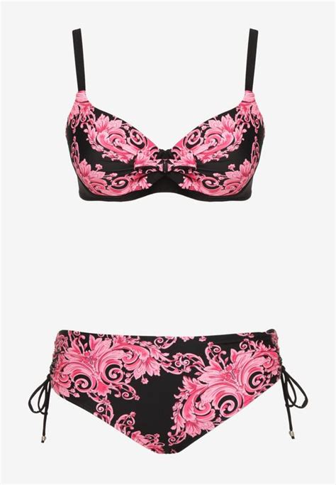 Różowe Bikini Biustonosz z Wiązaniem i Majtki Typu Figi Norettia Born be