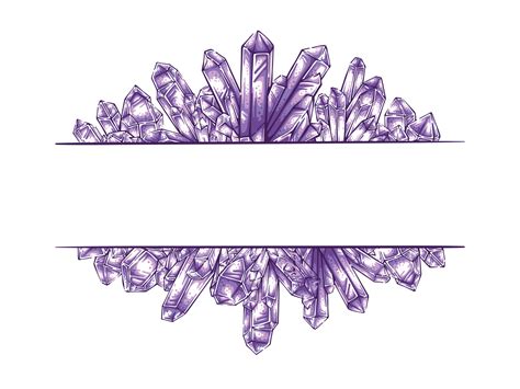 Hand Drawn Amethyst Crystal Frame Illustration For Invitation Logo