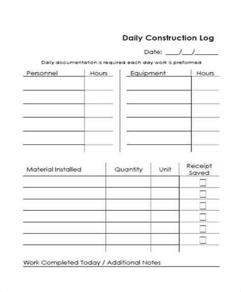 FREE 31 Sample Daily Log Templates In PDF MS Word