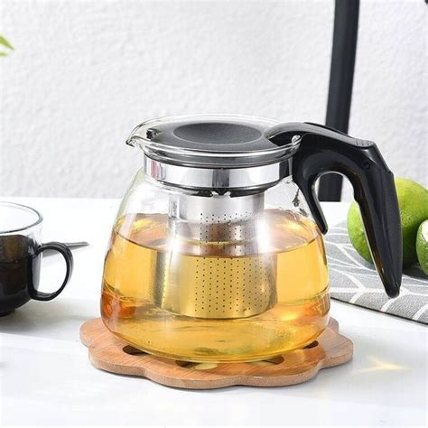 Chaleira Bule De Vidro Infusor 900 ml Inox Tampa Para Chá Café