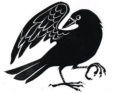 Dancing Crow Lino Print Linocut Printmaking Raven Art Bird Art