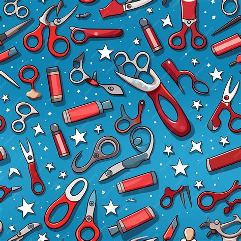 Premium AI Image | cartoon barber scissors background seamless pattern