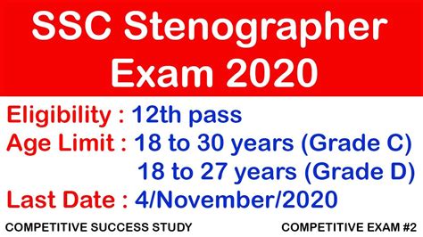 Staff Selection Commission SSC Stenographer Exam 2020 Apply Online