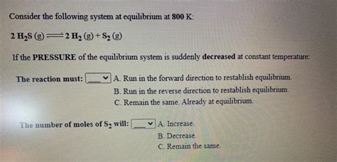 Solved Consider The Following System At Equilibrium At 723