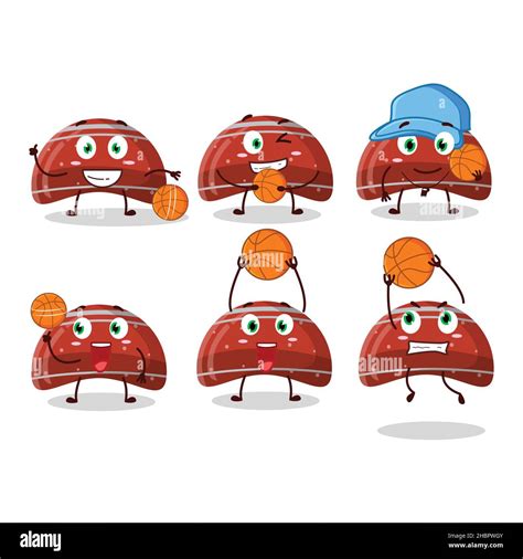 Talented Curve Red Gummy Candy Cartoon Character As A Basketball