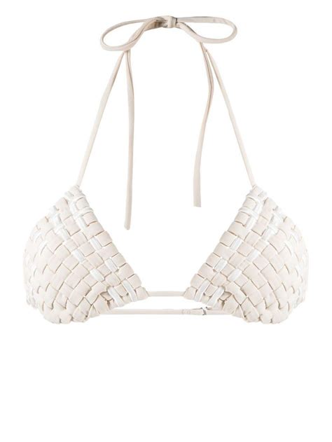 Isa Boulder Interwoven Triangle Bikini Top In White Lyst